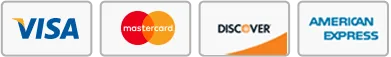 Payment logos: Mastercard, Visa, American Express and Discover