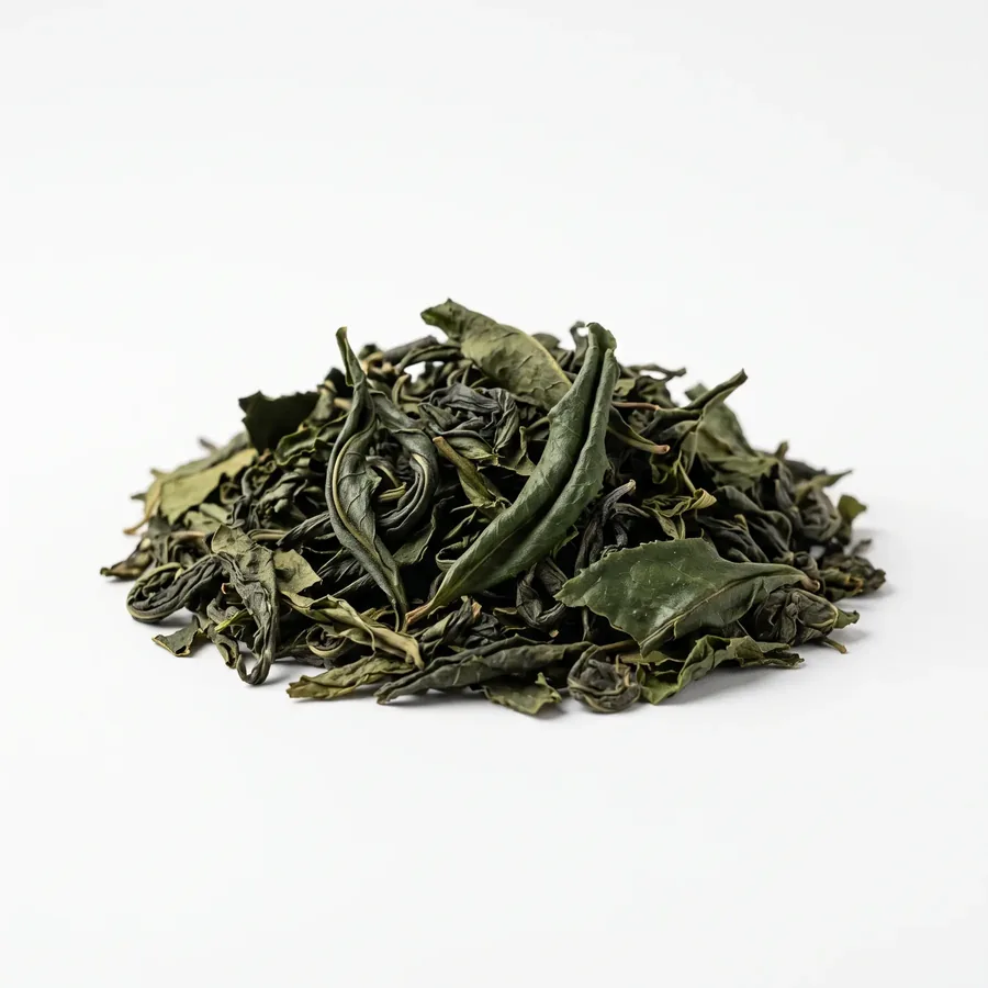Dark green tea leaves